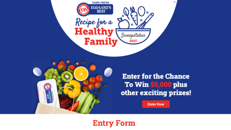 Eggland’s Best Recipe for a Healthy Family Sweepstakes ($5000 Cash)